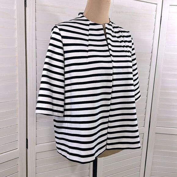 Chico's Jacket Size 1 (8) Ponte Striped Black & White - Picture 6 of 16